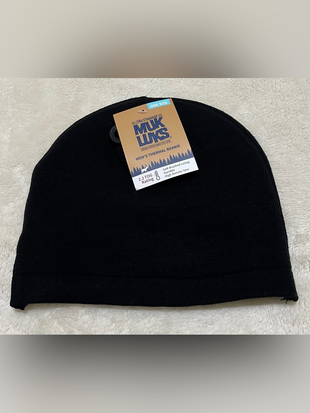NWT Muk Luks Men's Black Thermal Beanie 2.2 Tog Rating